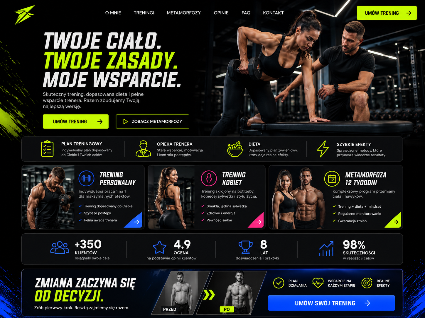 Landing page trenera personalnego