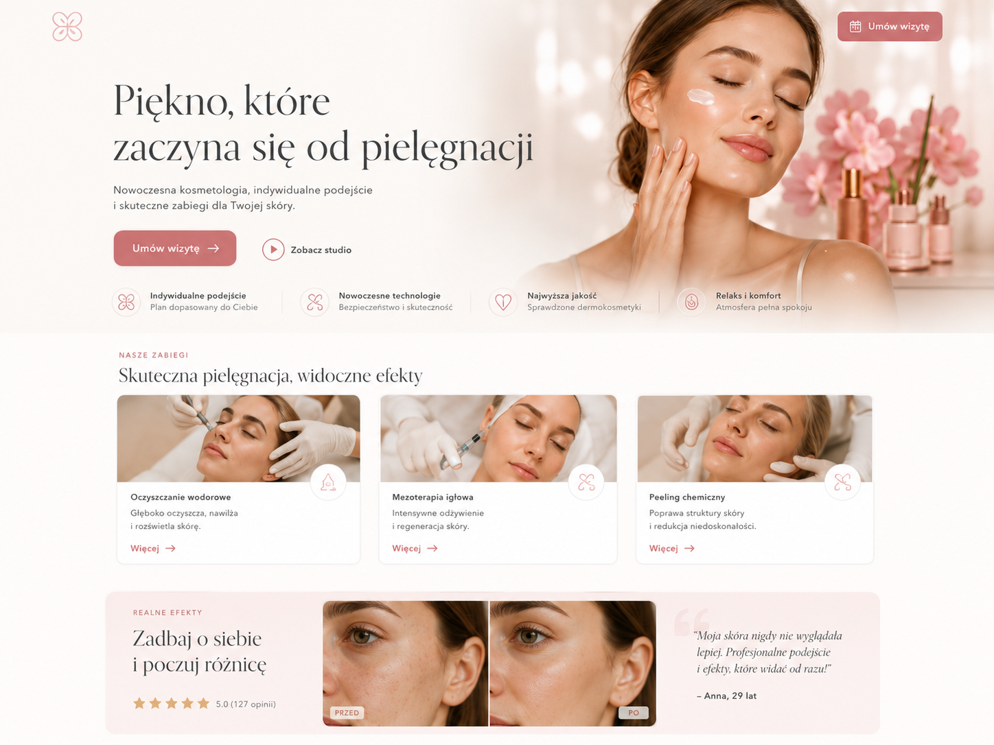 Nowoczesna strona dla beauty studio
